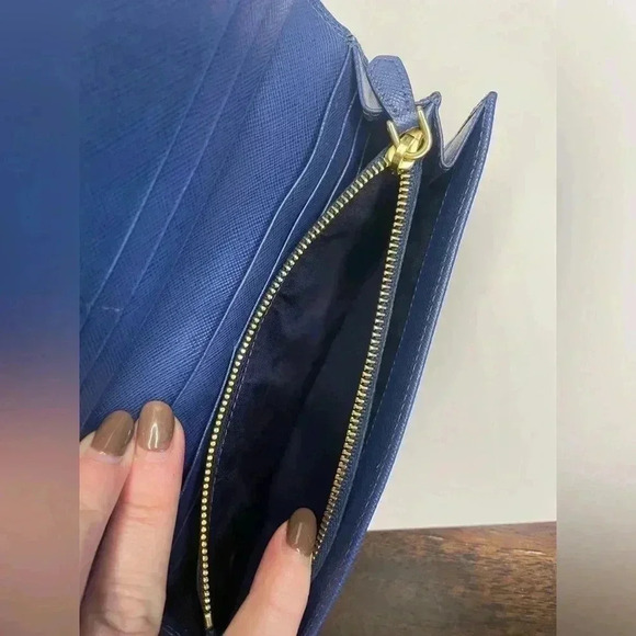 PRADA Saffiano Leather Long Wallet With Gold Hardware Blue Box included - Picture 11 of 16